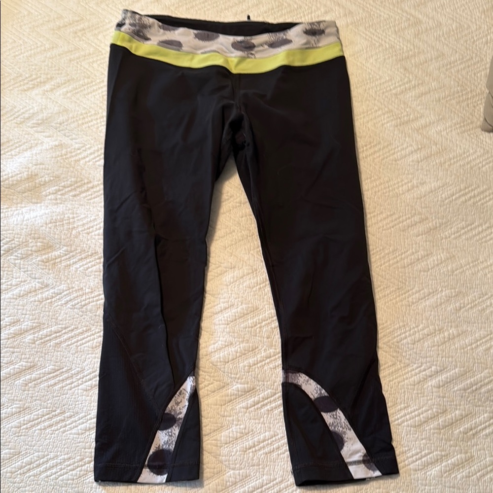 LuluLemon • Black and Yellow Cropped Leggings